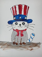 Expressionism/Abstract Kitty America 11 x 14 Signed Colorful Street Art Painting