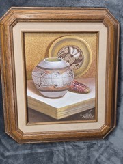 Myung Mario Jung Original Signed Southwest Textured Sand Painting.