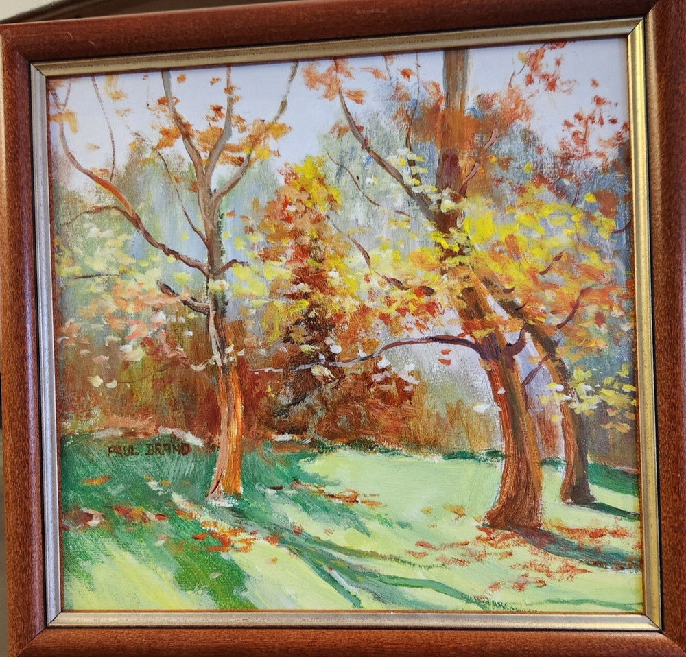 PAUL BRAND ORIGINAL ACRYLIC ON CANVAS BOARD FALL 13 by 12 inches