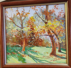 PAUL BRAND ORIGINAL ACRYLIC ON CANVAS BOARD FALL 13 by 12 inches