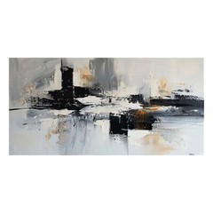 Black Gray Handpainted Orange Abstract Oil Painting On Canvas Wall Art Pictures