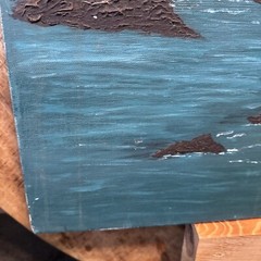 VTG Estate Original Acrylic Painting Coastal Scene abstract, contemporary 3D