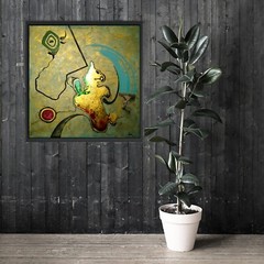 Contemporary Art Abstract Painting Minimalist Original Signed Artist Golden Leaf