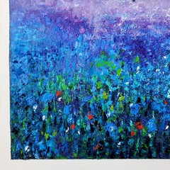 YARY DLUHOS Wildflower Bluebonnet Landscape Sunrise Original Art Oil Painting