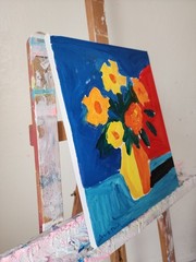 Aleph Original Art Flowers 14×11 Abstract Expressionist Original Painting Canvas