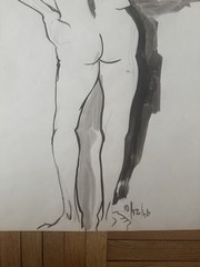 Vintage 1960s Watercolor Figure Study Man Woman 18 x 23 OOAK Dated