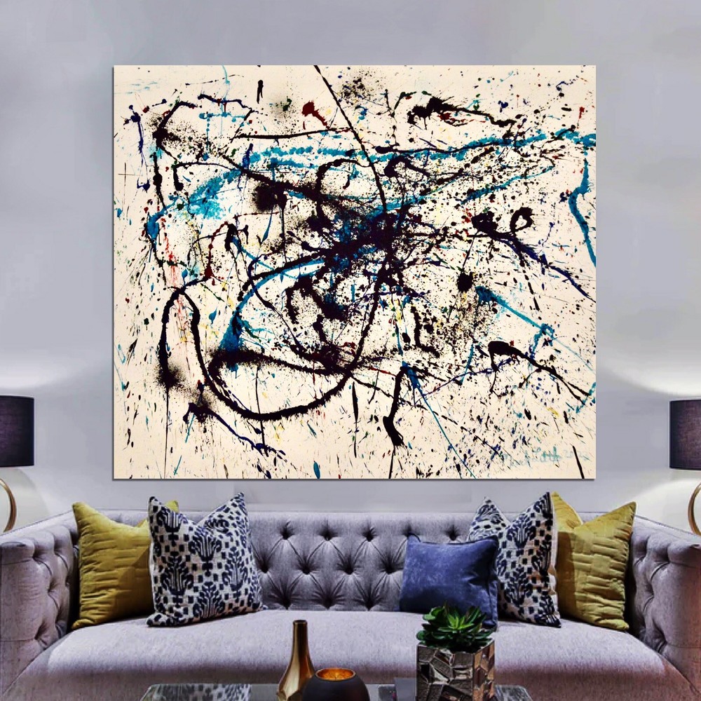 Jackson Pollock style Professional￼ Artist Canvas￼ painting￼ 72”X60”Abstract,6ft