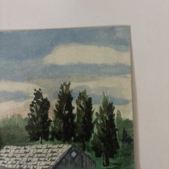 VTG 1960s Original Watercolor Landscape Rustic Barn Vintage Car Signed C More