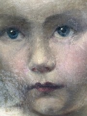 Antique O/C Signed J.L. Harding & Dated 1872 Painting of a Young Girl “As Found”