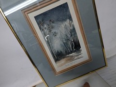 Vintage Watercolor Landscape Painting Signed & Framed Gallery Sticker On Back