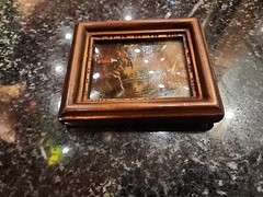 Antique French Enamel on Copper Painting Couple Embracing signed DeRei 4″X4.75″