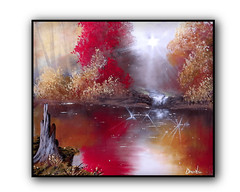 Original Acrylic Landscape Painting 12×14″ LITTLE WATERFALL Wall Art