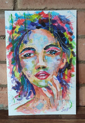 Original Art Strong Woman Modern Portrait Abstract Paintings Female Face Artwork