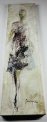 Original Abstract Figurative Painting Signed Dominguez 30” Vertical Canvas Art