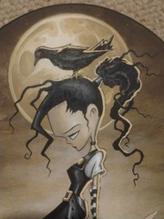 ANTHONY CLARKSON MIXED MEDIA PAINTING ON BOARD „LIL‘ MISS SCARE ALL“ LA ARTIST