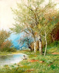 HD Print Beautiful Spring Scenery Oil painting Giclee Printed on canvas P2438