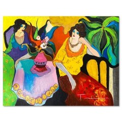 Itzchak Tarkay (1935-2012) „Tranquility“ Mixed Media Over Paint on Wood Signed