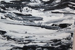 Original Outsider Abstract Art Painting #1 Signed Lisa Dean Black White Waves 09