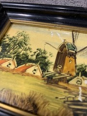 Painted Tiles Windmill Water Scenes On Tile Set Of 2 As Shown C Holland READ