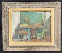 St. JULIAN FISHBURNE Oil Painting on Canvas Still Life in Hand Carved Frame