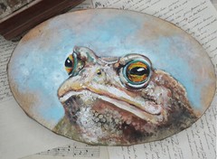 Original art painting, Mr. Frog portrait, 7,9 x 11,8 inch