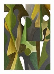 Original Abstract People Painting 16×20 Canvas Modern Wall Art Home Decor Green