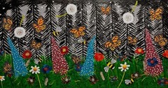 Monarch Butterfly Invasion Large Canvas Acrylic Painting 24×48 Inches