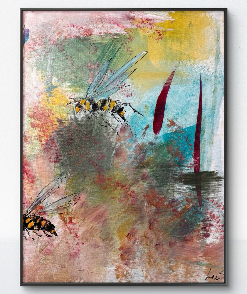 SAMATOWIC Original Bees Abstract 12×16 Expressionism Signed Art Decor 294