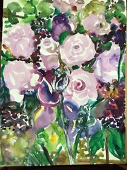 Purple roses 5.Original Watercolor Painting