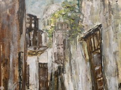 Vintage Original Impressionist Cityscape Oil Painting „Echoes of An Old Street“