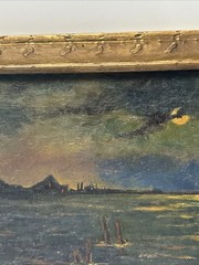 MOON LIGHT LIT PAINTING NOCTURNAL COASTAL NAUTICAL 19TH TO 20TH CENTURY MYSTERY