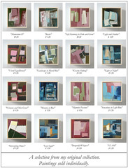 Original Abstract Oil Painting Framed, Pink and Olive Green Geometric Wall Art