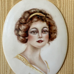 Jayne Collinge Signed Hand Painted Porcelain Portrait Lady Woman Framed & Matted