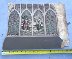Antique Stained Glass Window Design Art Watercolor Painting Church Jesus Life