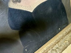 Pair 1860’s Painted Folk Art Portraits, Gilded Frames, Alexander, Mary McMullen