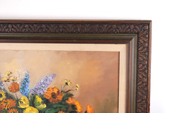 Vintage Bouquet of Flowers Still Life Oil Painting On Canvas Signed Meri