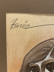 Vintage Charcoal Portrait Mid Century Modern Framed Art, Tomás 40.5” x 33.5”