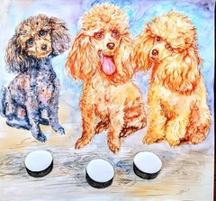 Original poodles dog art Signed Watercolor Painting,dog Pet lover gift 17×17″