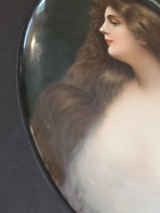 KPM Hand Painted Porcelain Portrait plaque“Erbluht“ Signed Wagner Gilt Framed