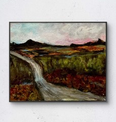Mary Myers Original Landscape Path Hills 8×10 Acrylic Signed Expressionist