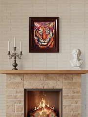 Colorful Abstract Tiger Painting Original Animal Wall Art 11×14 Canvas Decor CP