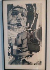 1976 Neil Armstrong Charcoal Drawing Of Iconic Image Signed By J. Wallace „76“