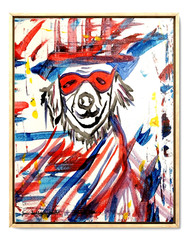 Modern Art Original Signed Canvas 11×14 Acrylic Painting Patriotic Dog BACH