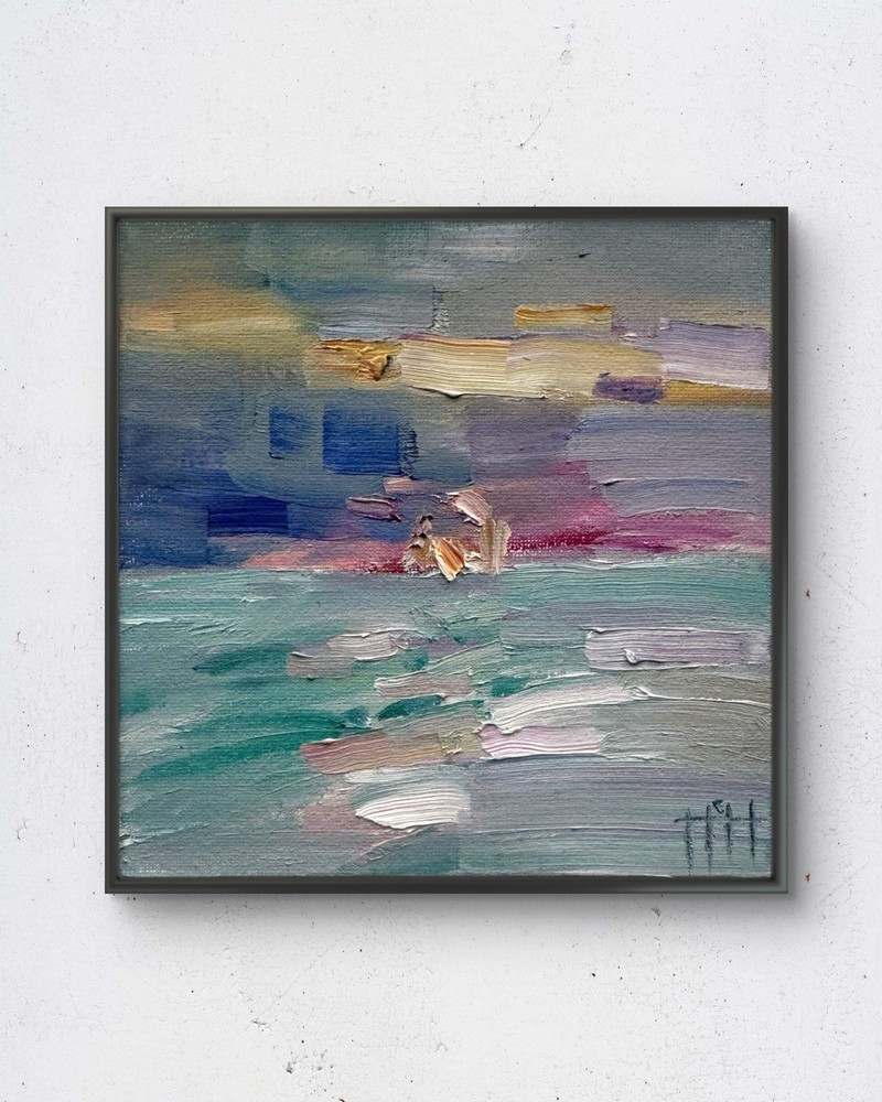 Lake No. 27 6×6 Original Oil Painting Impressionist Landscape Wall Decor