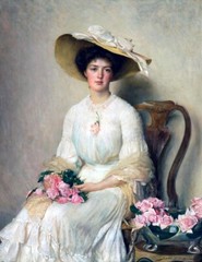 Wall art Young woman with roses oil painting Giclee art printed on canvas L3331