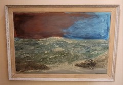 Original Mid Century Seascape Signed Jeanne Amaraso, Probably Jeanne Masoero