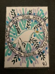 ACEO watercolor art by PJ, art card 2.5 x 3.5: stop and rest