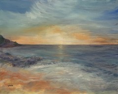 Large Oil Painting by Gina Vann “Light Over The Ocean” New Unframed