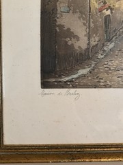 Antique Henri H Tourneau Etching 1920s -Montmartre, Paris Five Piece Framed Lot