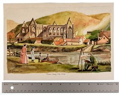 Original Watercolor Signed Jim? Evans Tintern Abbey Wye Valley UK 2003 8x11in